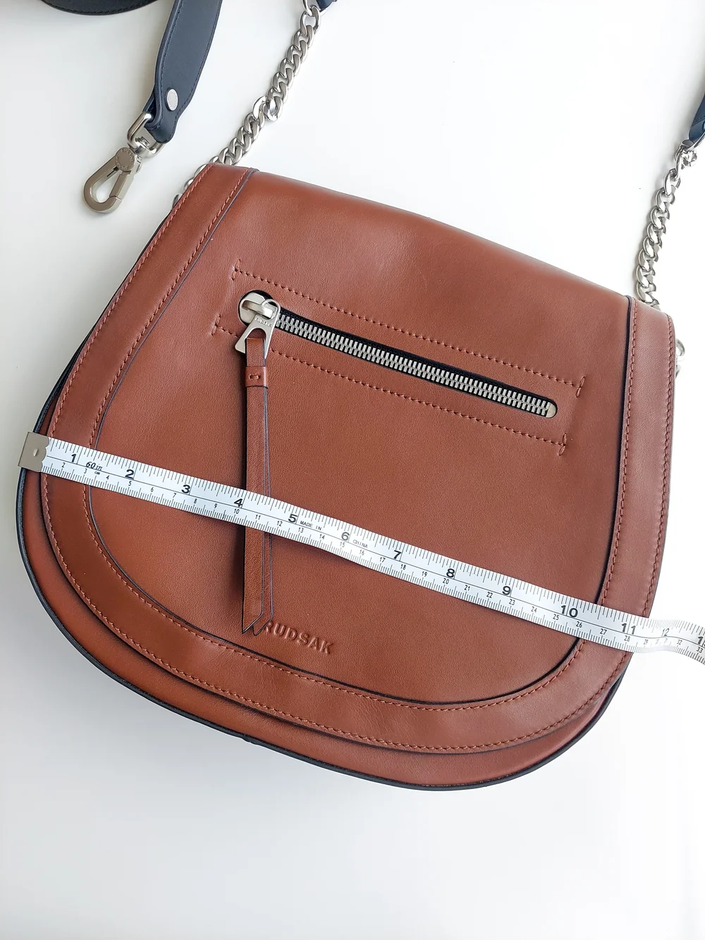 Rudsak Brown Leather Crossbody Bag with Chain Strap Shoulder Purse - Picture 10 of 11
